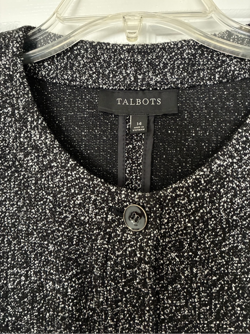 Talbots Black & Gray Bouclé Button-Front Jacket